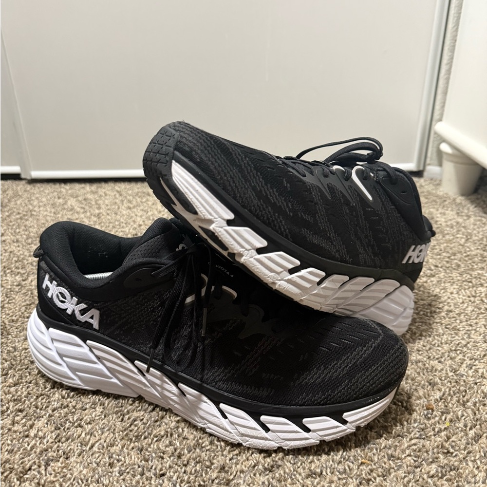 HOKA ONE ONE GAVIOTA 4 Black and White Athletic Shoes - Picture 2 of 9